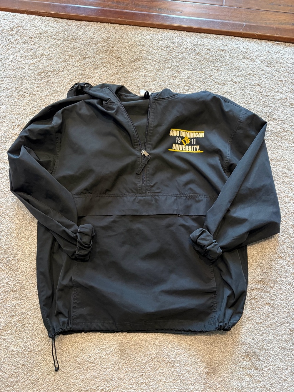 Champion Black Jacket with Red & Blue Logo
